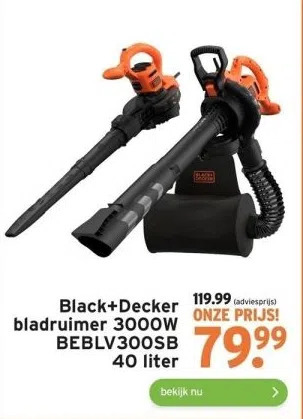 GAMMA Black+decker bladruimer 3000w beblv300sb 40 liter aanbieding