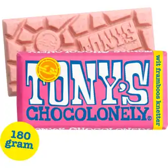 Dekamarkt Tony's chocolonely wit framboos knettsersuiker aanbieding