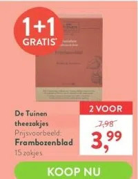 Holland & Barrett De tuinen theezakjes frambozenblad aanbieding