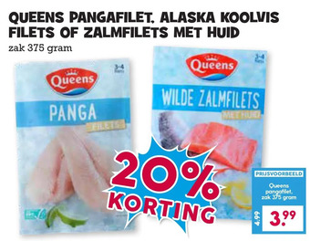 Boon`s Markt Queens pangafilet, alaska koolvis filets of zalmfilets met huid aanbieding