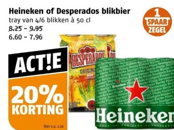 Poiesz Heineken of desperados blikbier aanbieding