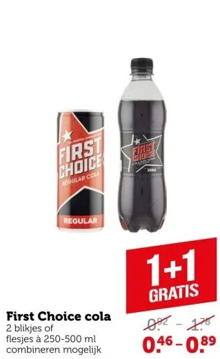 Coop First choice cola aanbieding