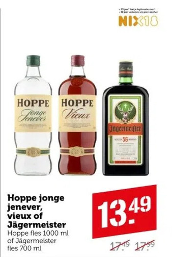 Coop Hoppe jonge jenever, vieux of jägermeister aanbieding