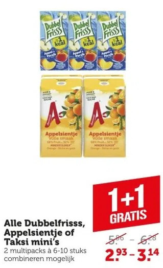 Coop Alle dubbelfrisss, appelsientje of taksi mini's aanbieding