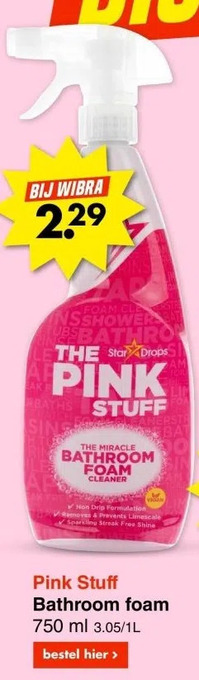 Wibra Pink stuff bathroom foam 750ml aanbieding