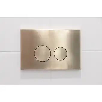 Sanitairwinkel.nl Qeramiq push metal bedieningsplaat - voor geberit up320 inbouwreservoir - dualflush - ronde knoppen - metaal goud geborsteld  aanbieding