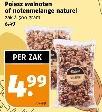 Poiesz Poiesz walnoten of notenmelange naturel  500 gram aanbieding