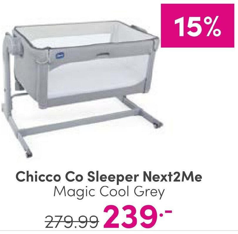 Chicco Co Sleeper Next2Me Magic Cool Grey aanbieding bij Baby & Tiener