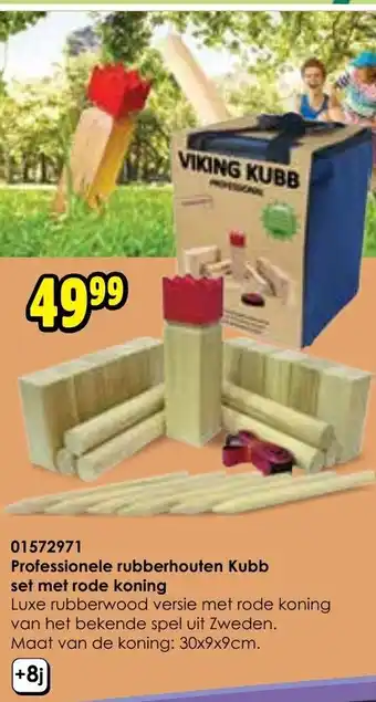 ToyChamp Professionele rubberhouten Kubb set met rode koning 01572971 aanbieding