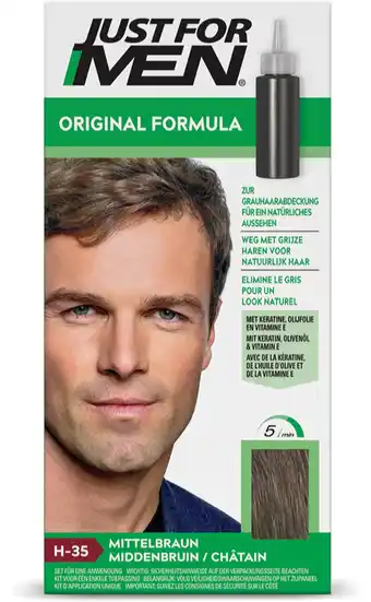 Bol.com Just for men original haarkleuring h35 middenbruin - haarverf voor mannen - professionele grijsdekking in 5 minuten - 100% na aanbieding