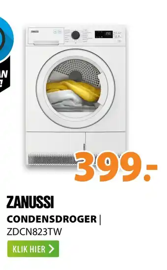 Expert ZANUSSI Condensdroger | ZDCN823TW aanbieding