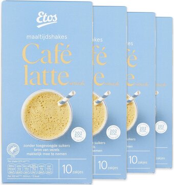 Bol.com Etos maaltijdshake café latte - 40 sachets (4 x 10 zakjes) aanbieding