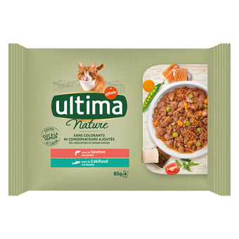 Zooplus Ultima cat nature 4 x 85 g - zalm & kabeljauw aanbieding