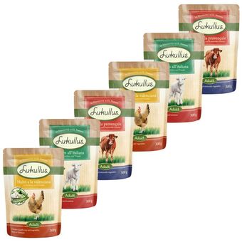 Zooplus 10 + 2 gratis! 12 x 300 g / 12 + 150 g lukullus natuurkost hondenvoer - mix mediterran in vershoudzakjes aanbieding