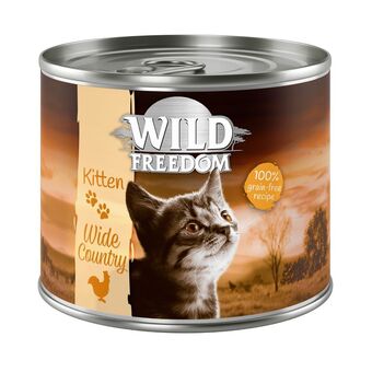 Zooplus 5 + 1 gratis! 6 x 200 g/ 400 g wild freedom adult kattenvoer - wide country kitten - kalf & kip (6 x 200 g) aanbieding