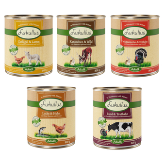 Zooplus €10,- korting! lukullus natuurvoer 24 x 800 g voordeelpakket adult mix pack aanbieding