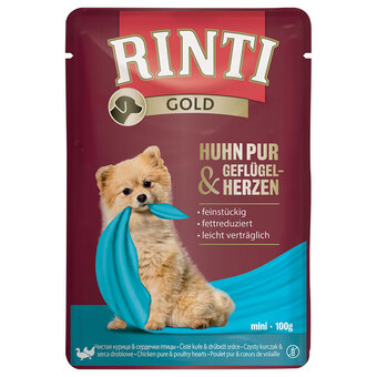 Zooplus Rinti gold 10 x 100 g hondenvoer - kip puur & gevogeltehart aanbieding