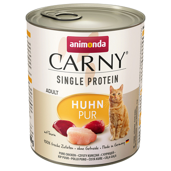Zooplus 6x800g single protein adult puur kip animonda carny kattenvoer aanbieding