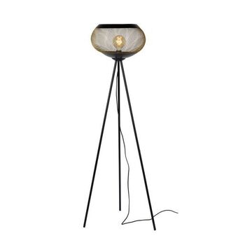 Praxis Lucide vloerlamp lucas zwart mat goud ⌀40cm e27 aanbieding