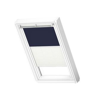 Praxis Velux manueel duo verduisterend rolgordijn white line dfd ck02 1100swl donkerblauw - wit aanbieding