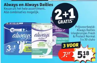 Kruidvat Always en Always Dailies aanbieding