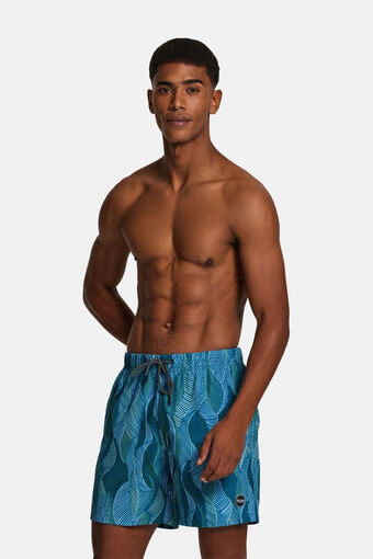 Bever Shiwi stretch swimshort wild leaves zwembroek blauw/ass. geometrisch aanbieding