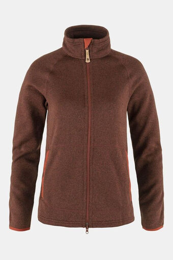 Bever Fjällräven övik fleece zip sweater w bruin aanbieding