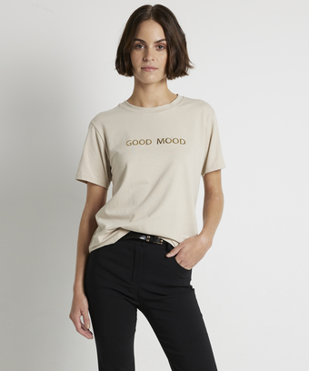 terStal Dames t-shirt met frontprint beige in maat aanbieding