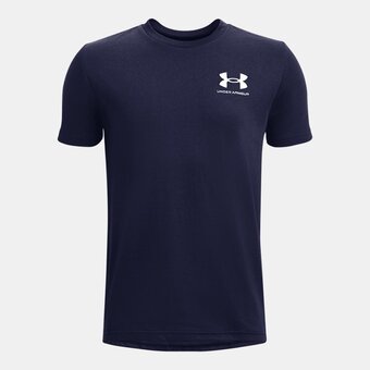 Under Armour Jongensshirt under armour sportstyle left chest met korte mouwen midnight marineblauw / pitch grijs ylg (149 - 160 cm) aanbieding