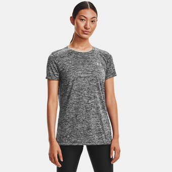 Under Armour T-shirt voor dames under armour tech twist zwart / metalen zilver l aanbieding