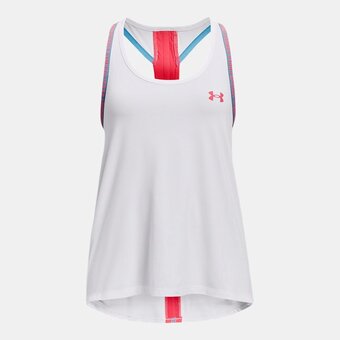 Under Armour Meisjestanktop under armour knockout wit / tonic / roze shock ymd (137 - 149 cm) aanbieding