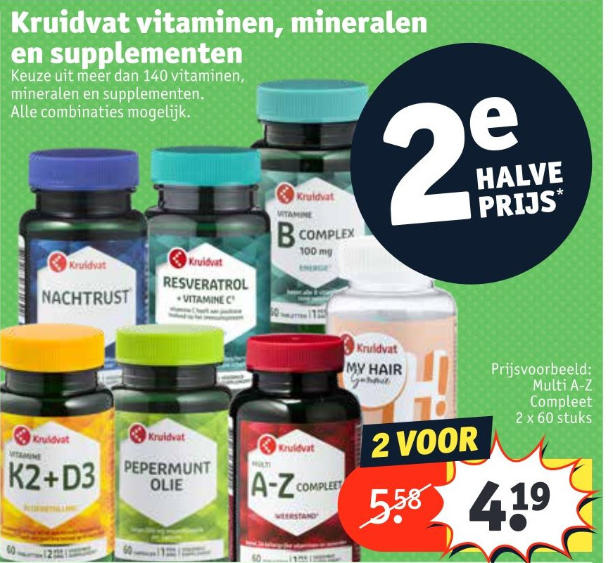 Kruidvat vitaminen, mineralen en supplementen aanbieding bij Kruidvat