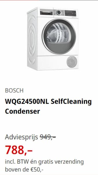 MediaMarkt BOSCH WQG24500NL SelfCleaning Condenser aanbieding