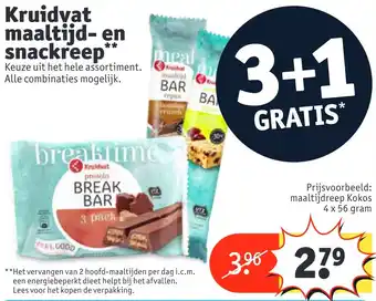 Kruidvat Kruidvat maaltijd- en snackree 4x56 gram aanbieding