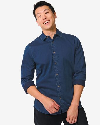 HEMA Hema heren overhemd denim blauw (blauw) aanbieding