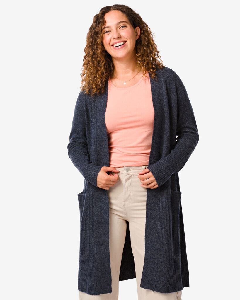 Hema gebreid dames vest lana (donkerblauw) aanbieding bij HEMA