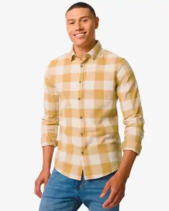 HEMA Hema heren overhemd ruiten bruin (bruin) aanbieding
