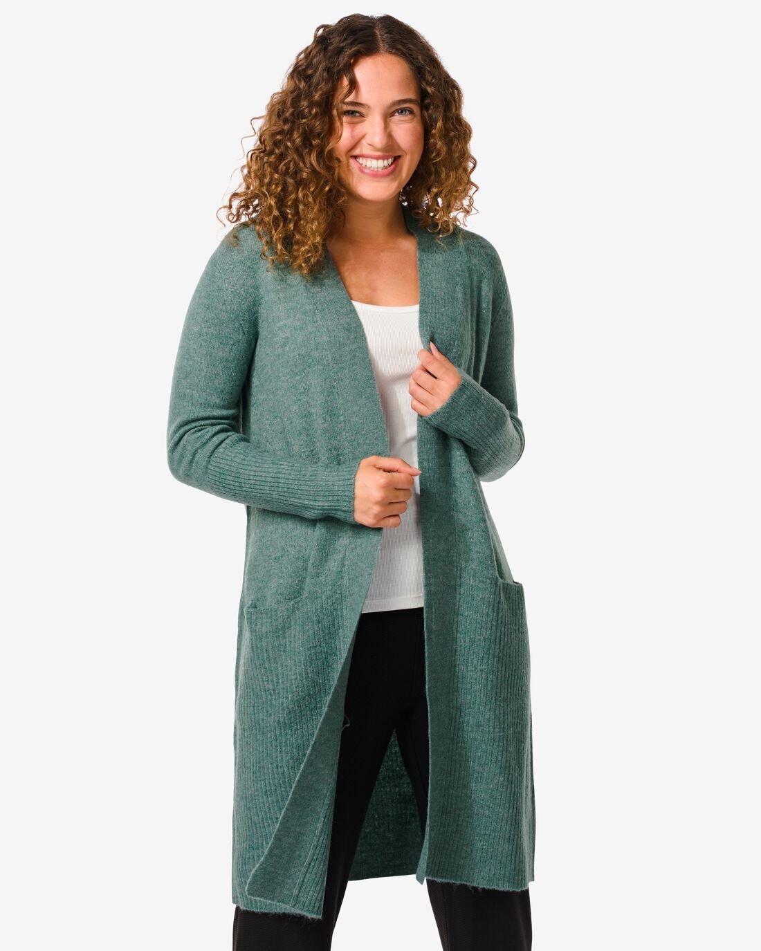 Hema gebreid dames vest lana (blauw) aanbieding bij HEMA