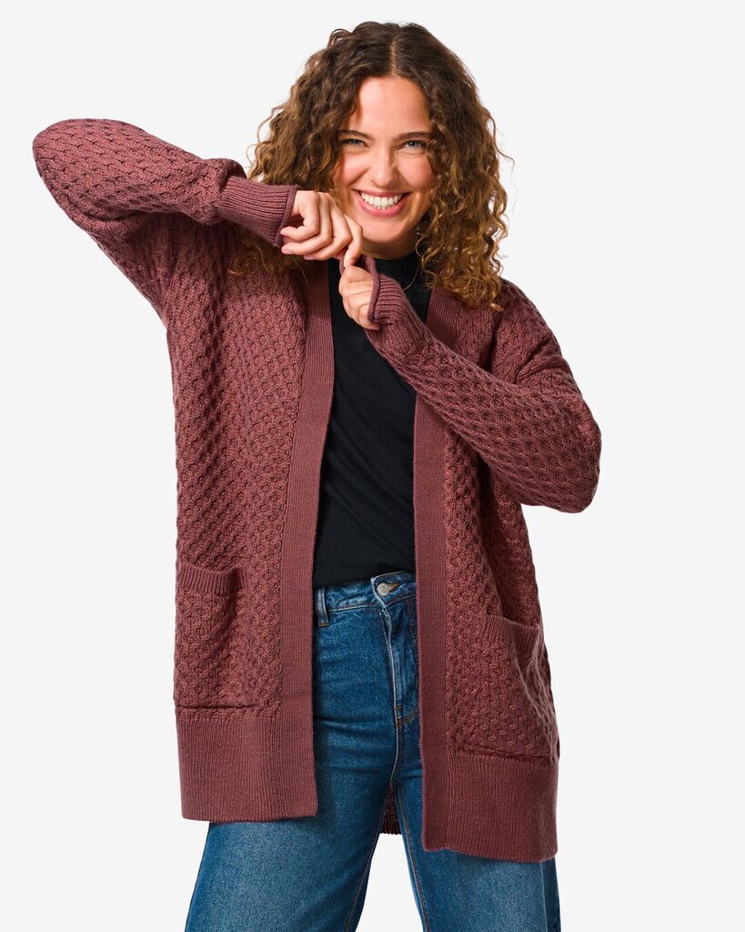 Hema dames vest zelda gebreid (paars) aanbieding bij HEMA