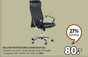 Jysk Billum professionele bureaustoel aanbieding