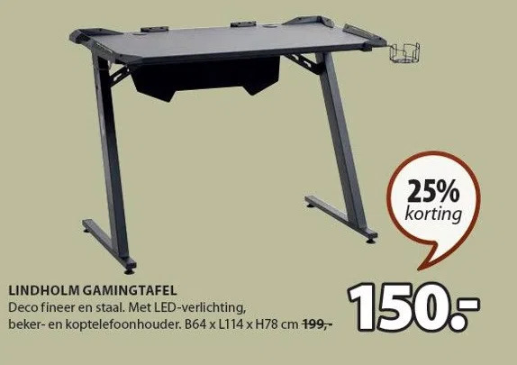Jysk Lindholm gamingtafel aanbieding