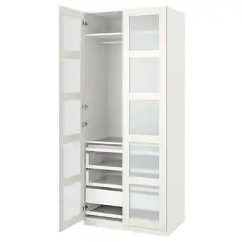 IKEA Pax / bergsbo kledingkastcombinatie, wit/frosted glas, 100x60x236 cm aanbieding