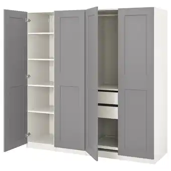 IKEA Pax / grimo kledingkastcombinatie, wit/grimo grijs, 200x60x201 cm aanbieding