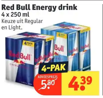 Kruidvat Red Bull energy drink 4x250 ml aanbieding