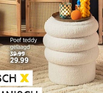 Xenos Poef teddy gelaagd aanbieding