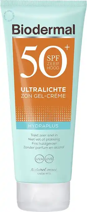Bol.com Biodermal hydraplus ultralichte zon gel-crème spf 50 - zonnebrand met factor 50 - zonnebrand met hyaluronzuur aanbieding