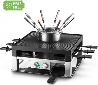 Bol.com Solis combi grill 3 in 1 796 gourmetstel 8 personen - raclette en fondueset - zilver/zwart aanbieding