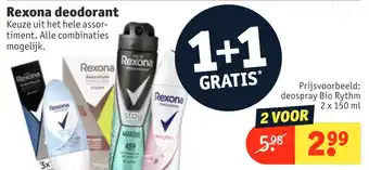 Kruidvat Rexona deodorant 2x150 ml aanbieding