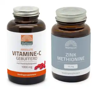 De Online Drogist Mattisson healthstyle - vitamine-c gebufferd capsules en zink methionine capsules - 2 stuks aanbieding