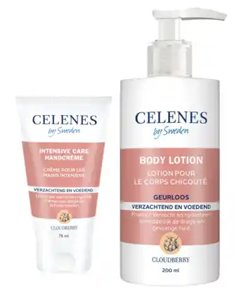 De Online Drogist Celenes by sweden cloudberry huidverzorgingsset - intensive care handcrème en geurloze body lotion - 2 stuks aanbieding